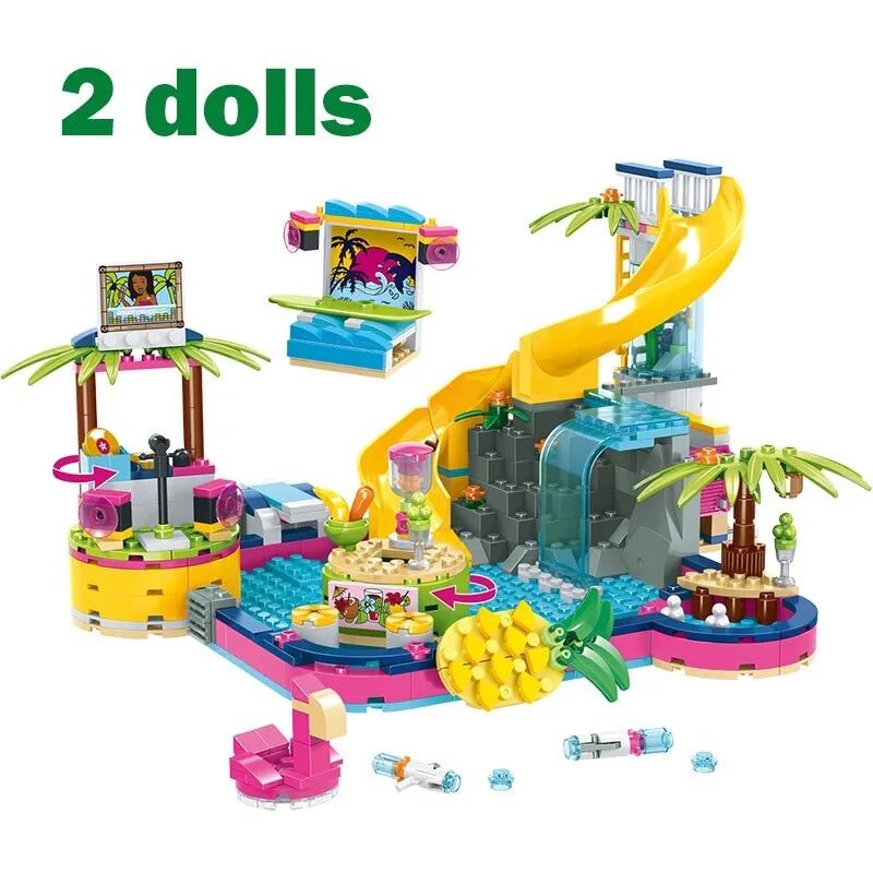 프렌즈 Andrea의 수영장 파티 빌딩 블록 워터 파크 슬라이드 피규어 벽돌, 소녀 피규어 41374, 어린이 장난감, 생일 선물 -  Aliexpress